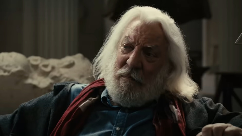 Donald Sutherland with white beard and hair