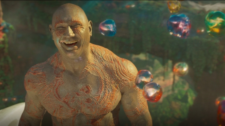 Drax laughs at bubbles 