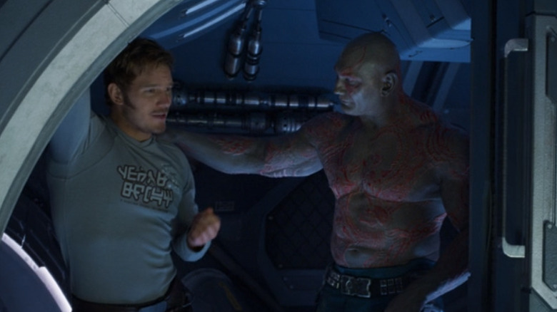 Drax comforts Peter Quill