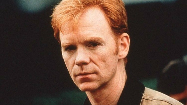 David Caruso in a brown jacket