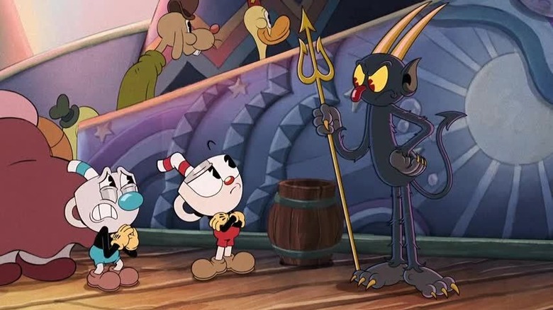 The Devil makes a bargain with Cuphead and Mugman