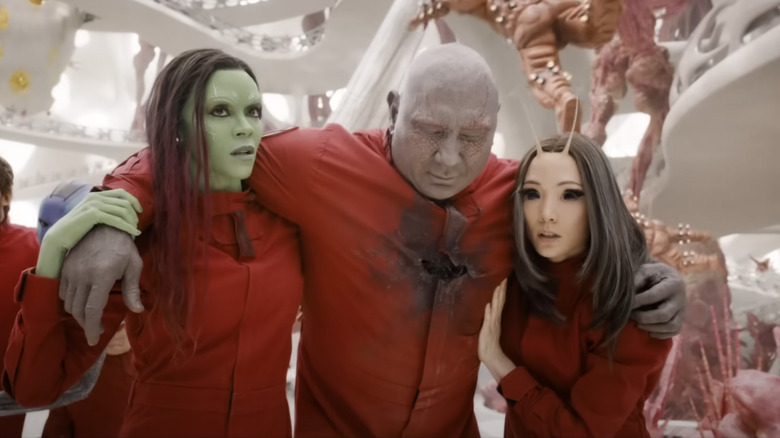 Gamora and Mantis helping Drax