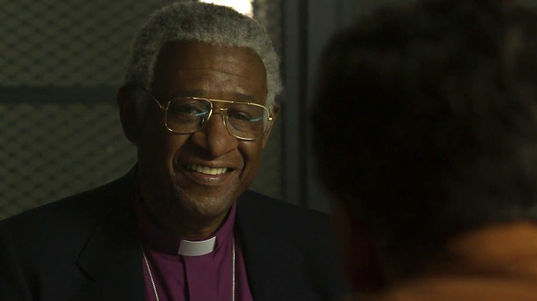 Archbishop Desmond Tutu interviewing Piet Blomfield