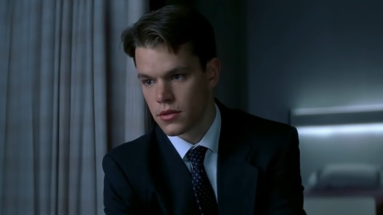 Matt Damon in a hospital wearing a suit