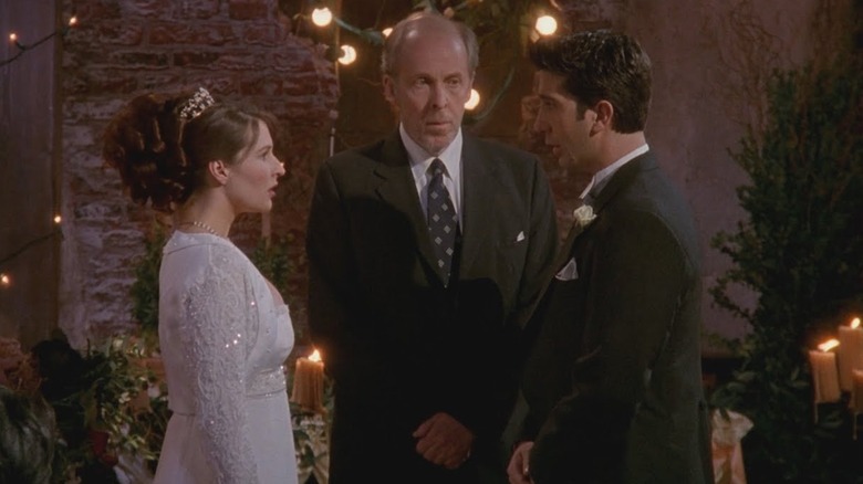 Emily and Ross at the altar