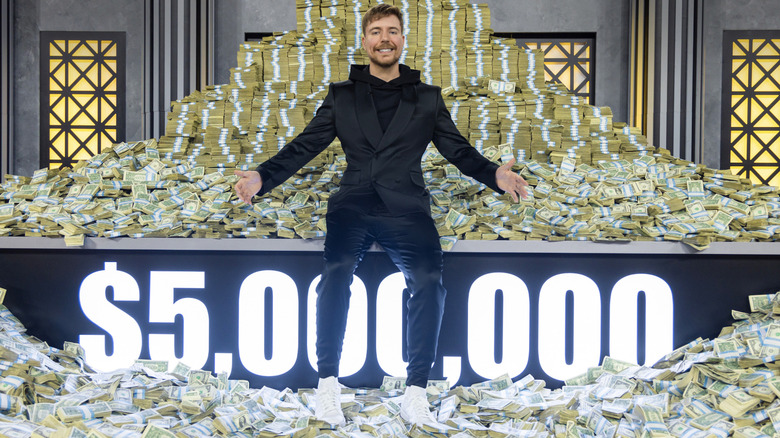 MrBeast standing in front of $5 million on Beast Games