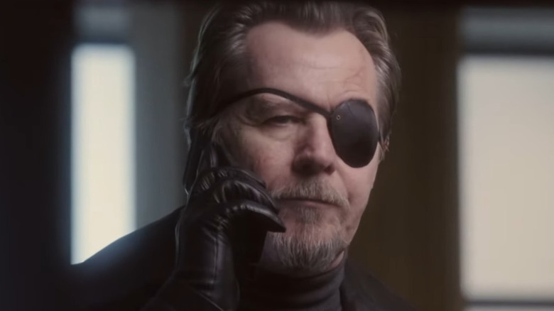 Gary Oldman wears an eyepatch