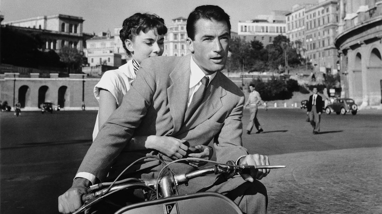 Peck and Hepburn on a scooter