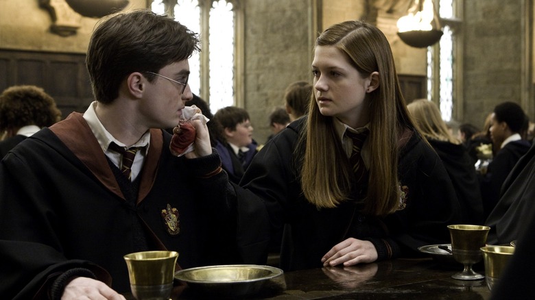 Harry and Ginny sitting talking