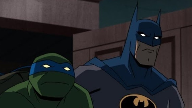 Leonardo and Batman shoulder to shoulder