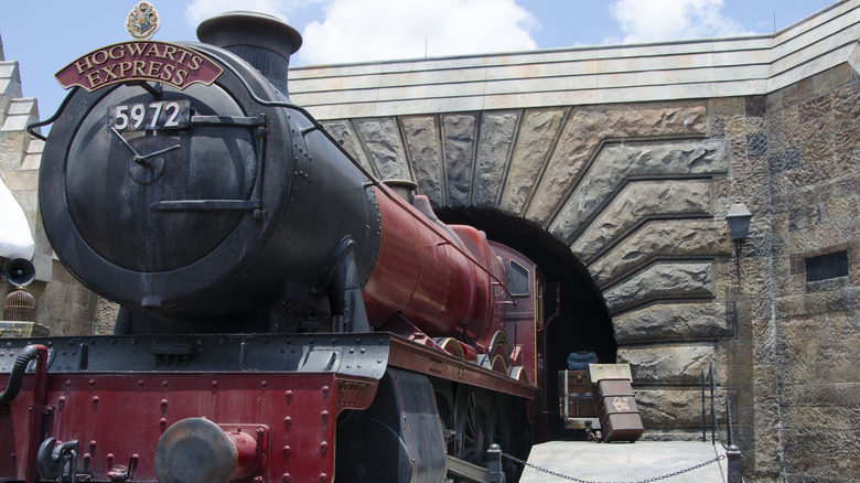 Hogwarts Express emerges from tunnel