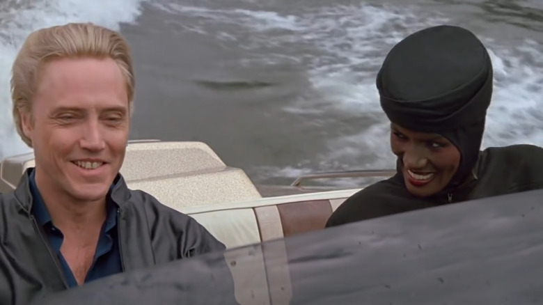 Christopher Walken and Grace Jones in boat