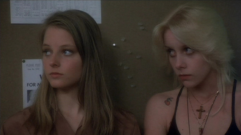 Jodie Foster waiting around with a classmate Foxes