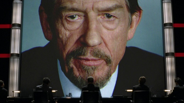 The Chancellor on a giant screen