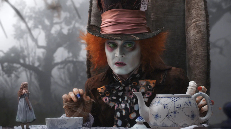 The Mad Hatter at his tea party in "Alice in Wonderland" (2010)