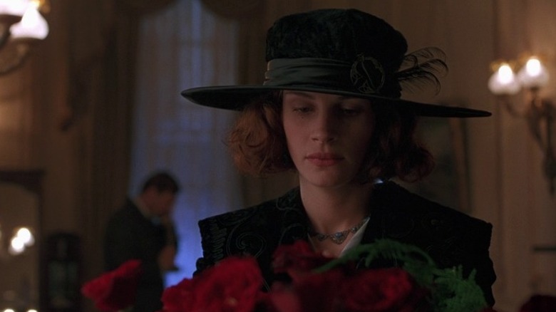 Kitty Kiernan somberly mourns in black in "Michael Collins" (1996)