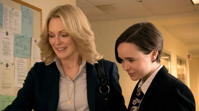 Laurel and Stacie smile at something in 2015's "Freeheld"