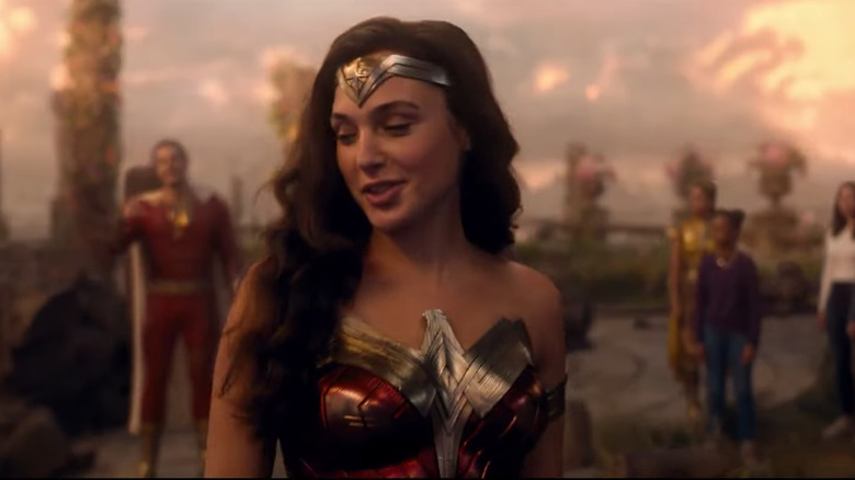 Wonder Woman walking away from Shazam talking