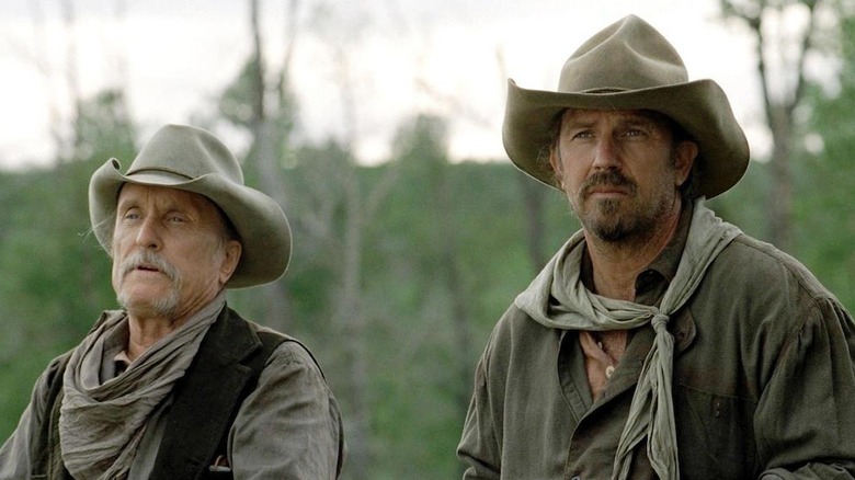 Kevin Costner on range with Robert Duvall