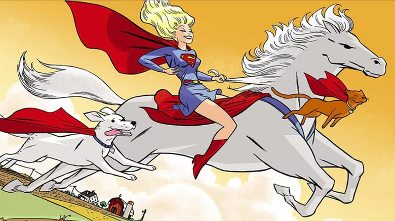 Krypto romps with Supergirl and friends