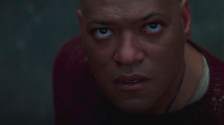 Laurence Fishburne as Morpheus looking shocked