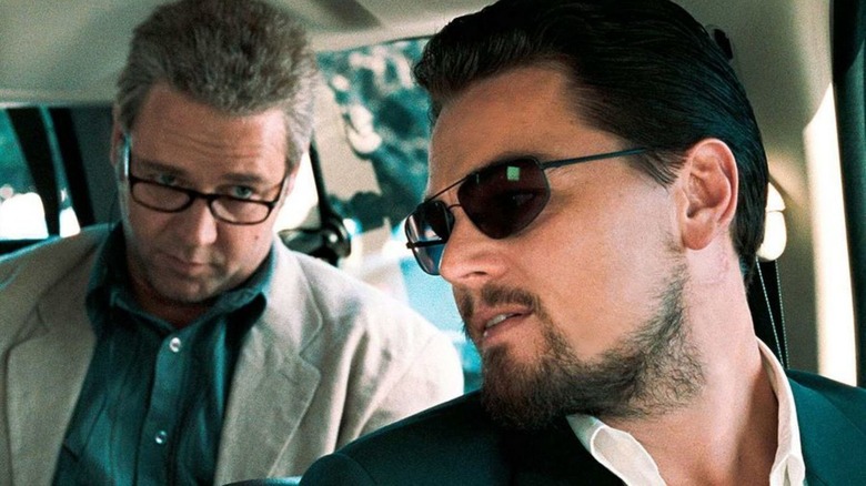 Leonardo DiCaprio and Russell Crowe in car