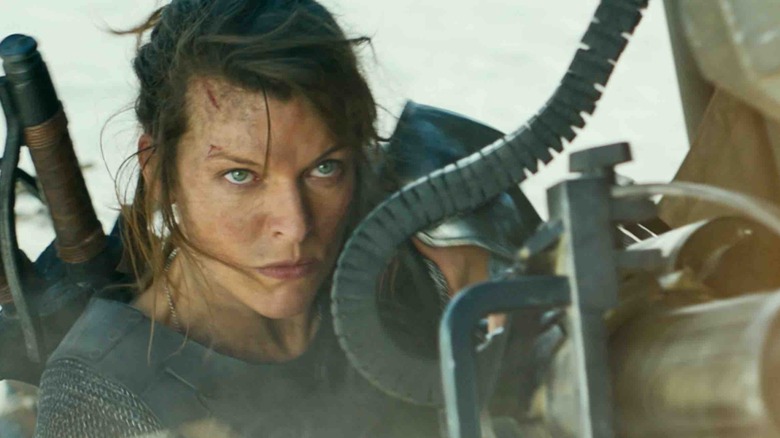 Milla Jovovich aims at monster