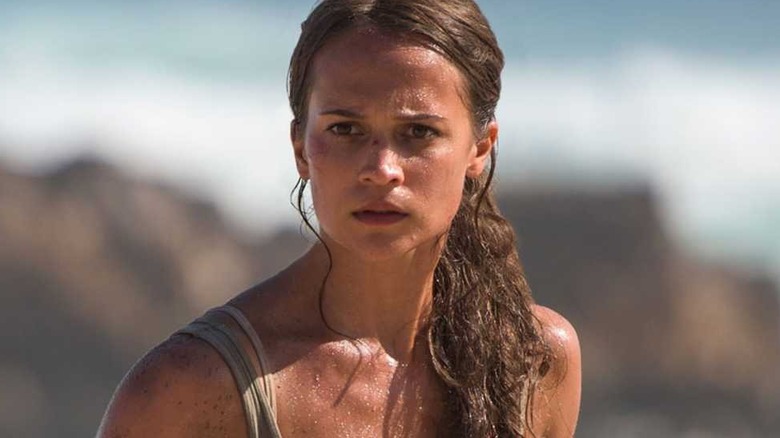 Alicia Vikander sweating outside