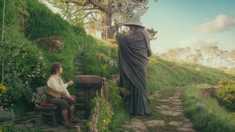 Bilbo and Gandalf Bag End