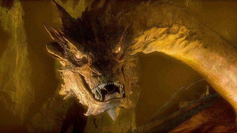 Smaug the dragon rears his head