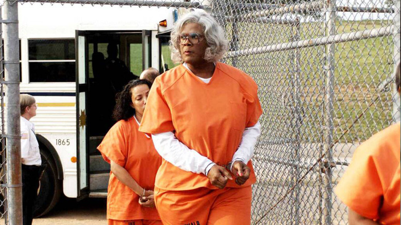 Madea handcuffed in prison clothes on her way to jail