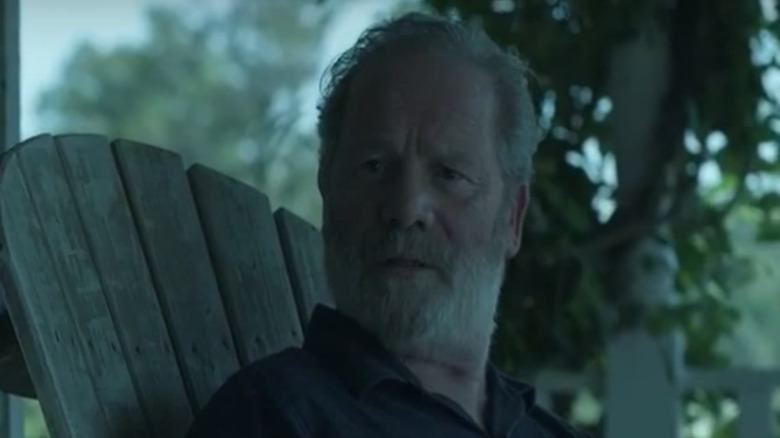 Peter Mullan on porch