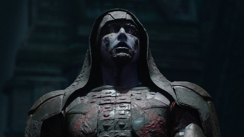 Ronan the Accuser wearing a black hood