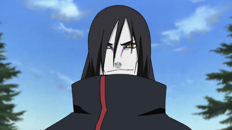 Orochimaru smirking outside