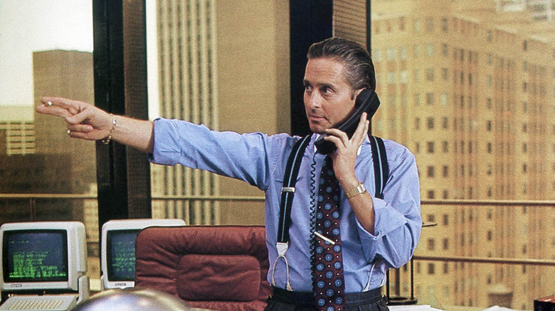 Gordon Gekko on the phone and pointing