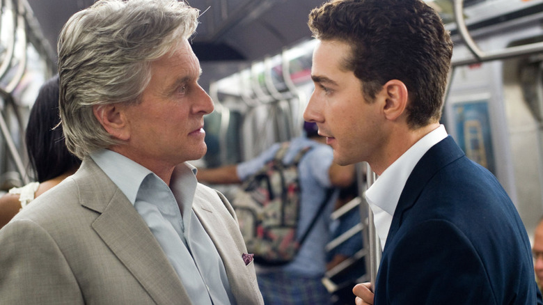 Michael Douglas and Shia LaBeouf on train