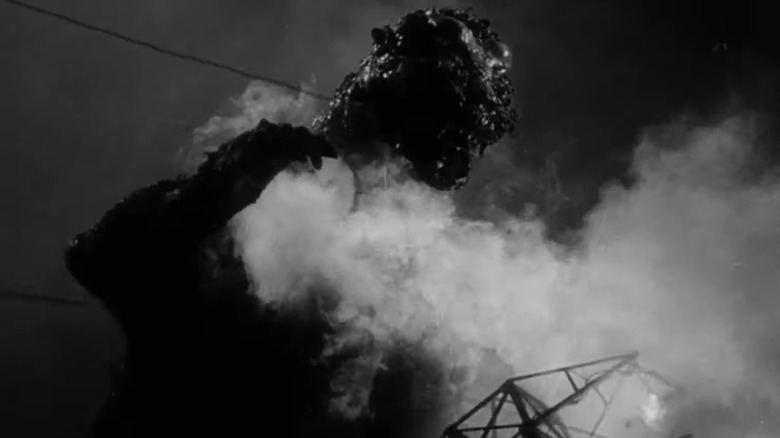 Godzilla topples an electrical tower