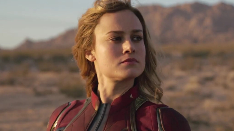 Captain Marvel looks right