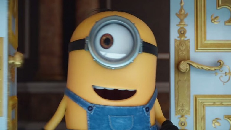 A minion smiles