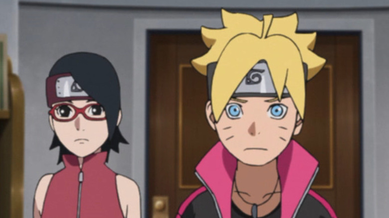 Sarada and Boruto standing together