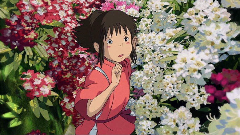 Chihiro runs through flowers