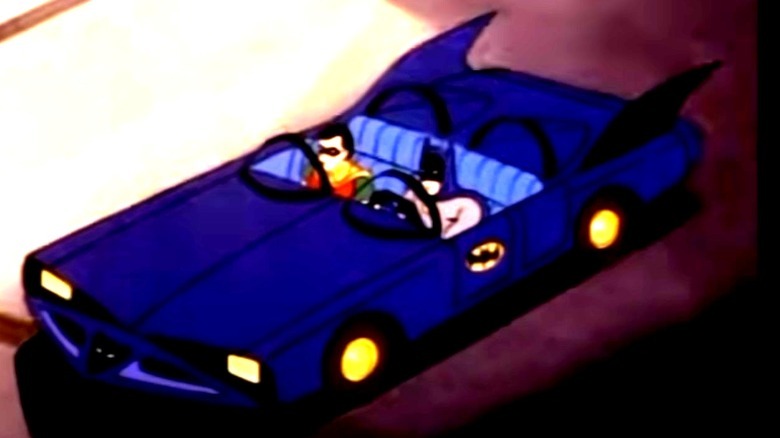 Batman and Robin in Batmobile