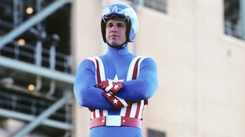 Captain America stands with arms folded in "Captain America" (1979)