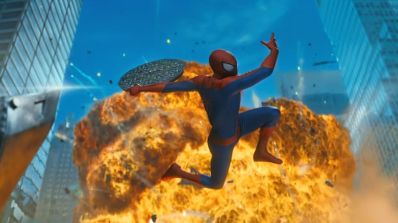 Spider-Man dodges explosion