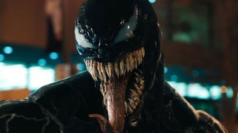 Venom sticks out his tongue