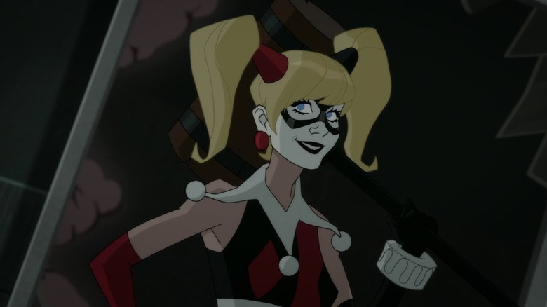 Harley Quinn near broken glass