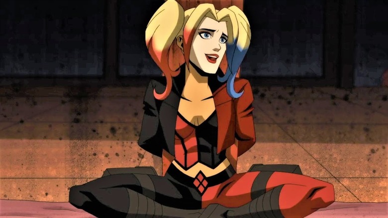 Harley Quinn tied to pole