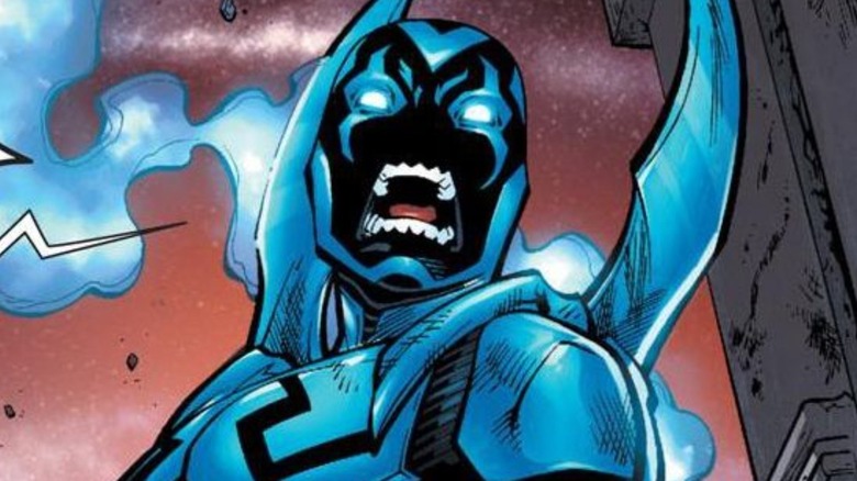 Blue Beetle screaming at someone