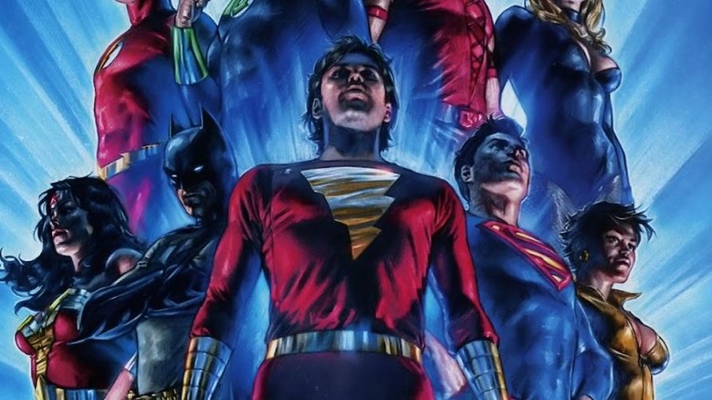 Shazam leading the Justice League
