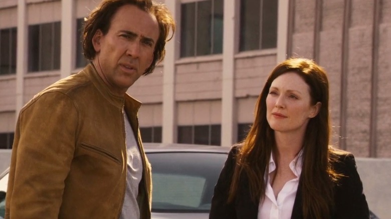 Nicolas Cage and Julianne Moore outdoors